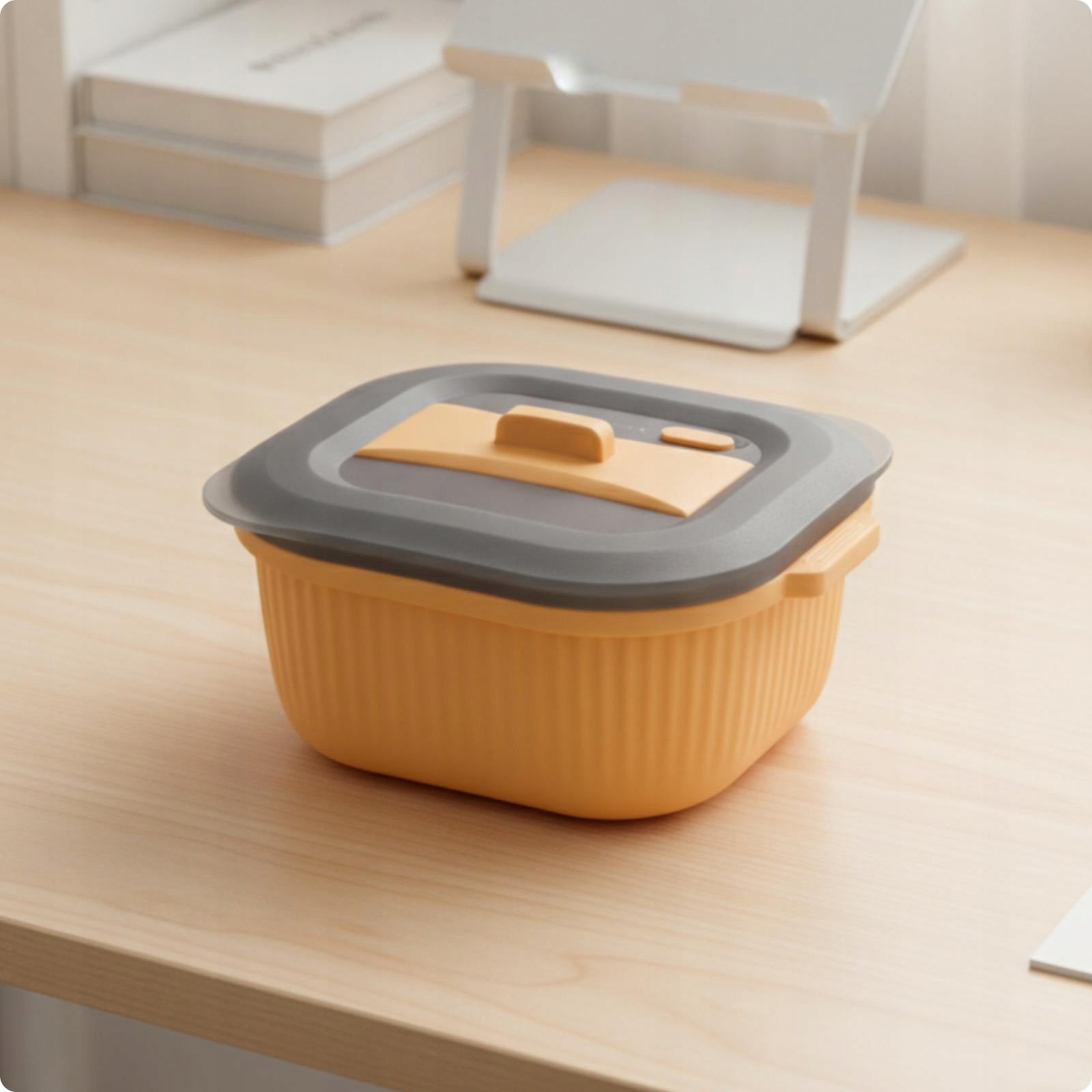 Silicone Food Container with Lidded Oven Silicone Microwave Bowl Yellow