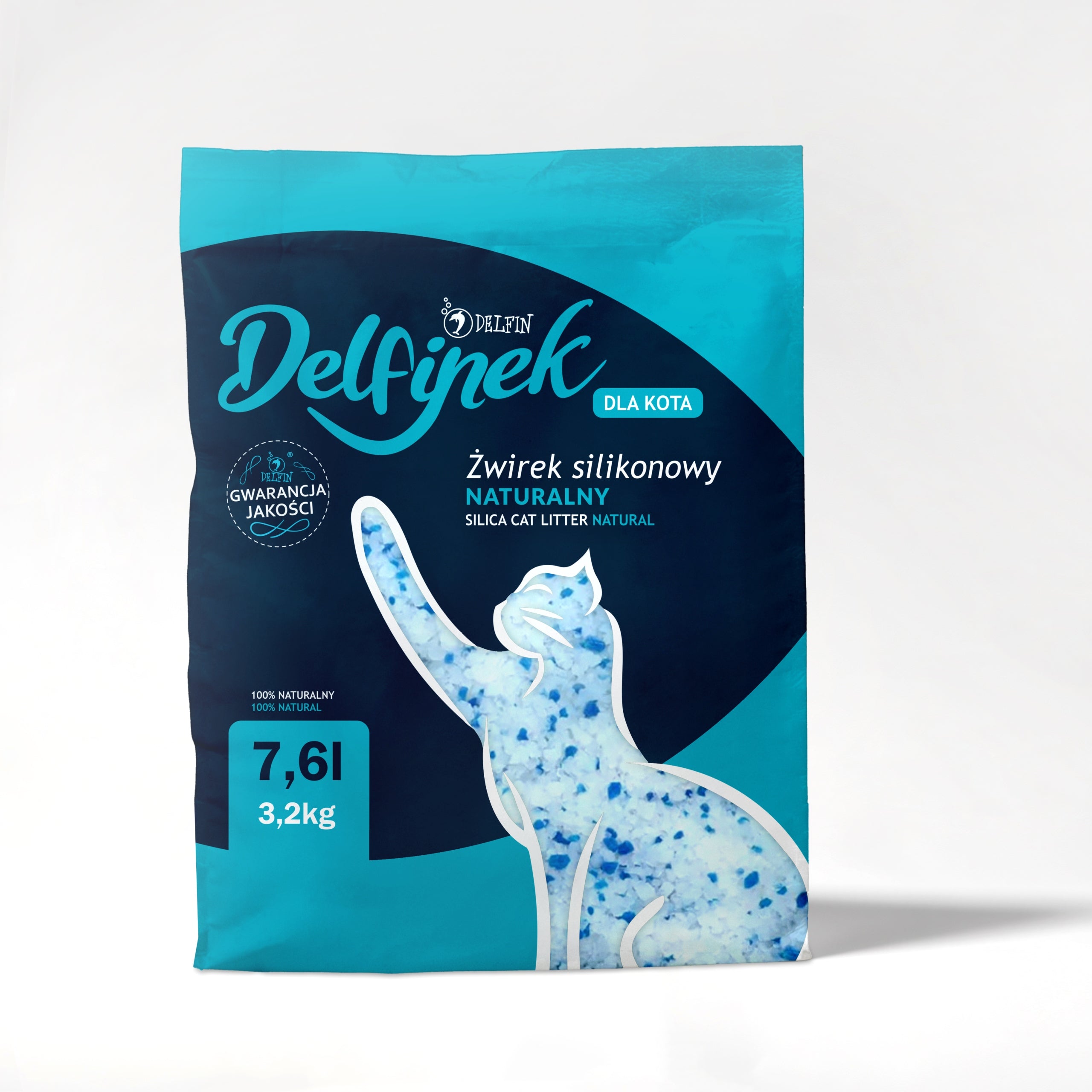 Silicone Litter "Delfinek" natural and dust-free for cat 4x7,6L Packaging status original