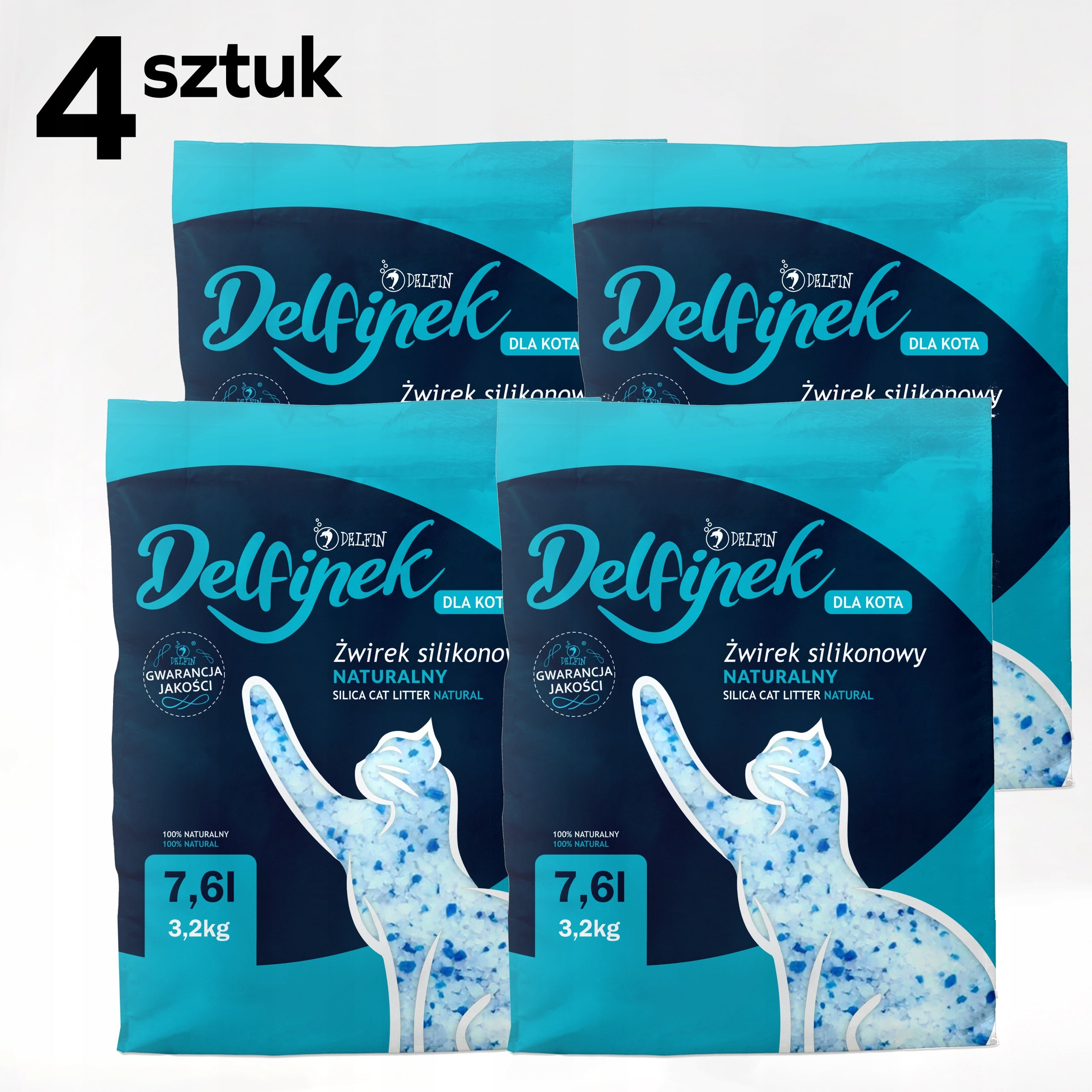 Silicone Litter "Delfinek" natural and dust-free for cat 4x7,6L
