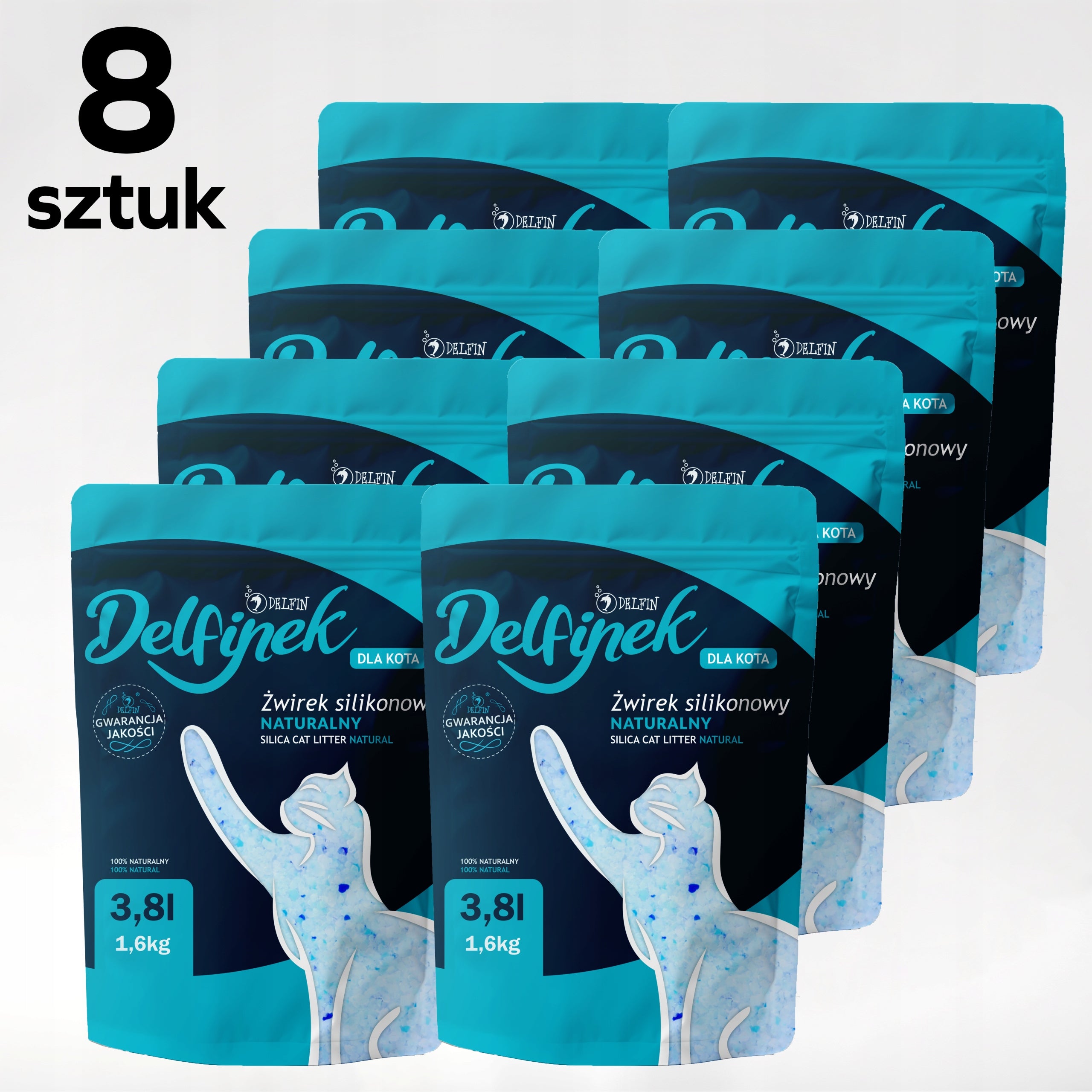 Silicone Litter "Delfinek" natural and dust-free for cat 8x3,8L