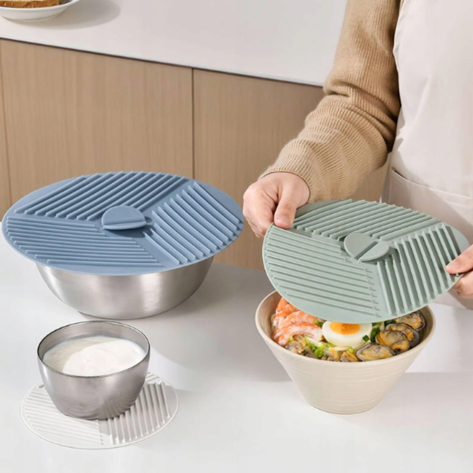 Silicone Microwave Cover Pad Airtight Mat Heat Resistant Lid for Blue L Brand no brand