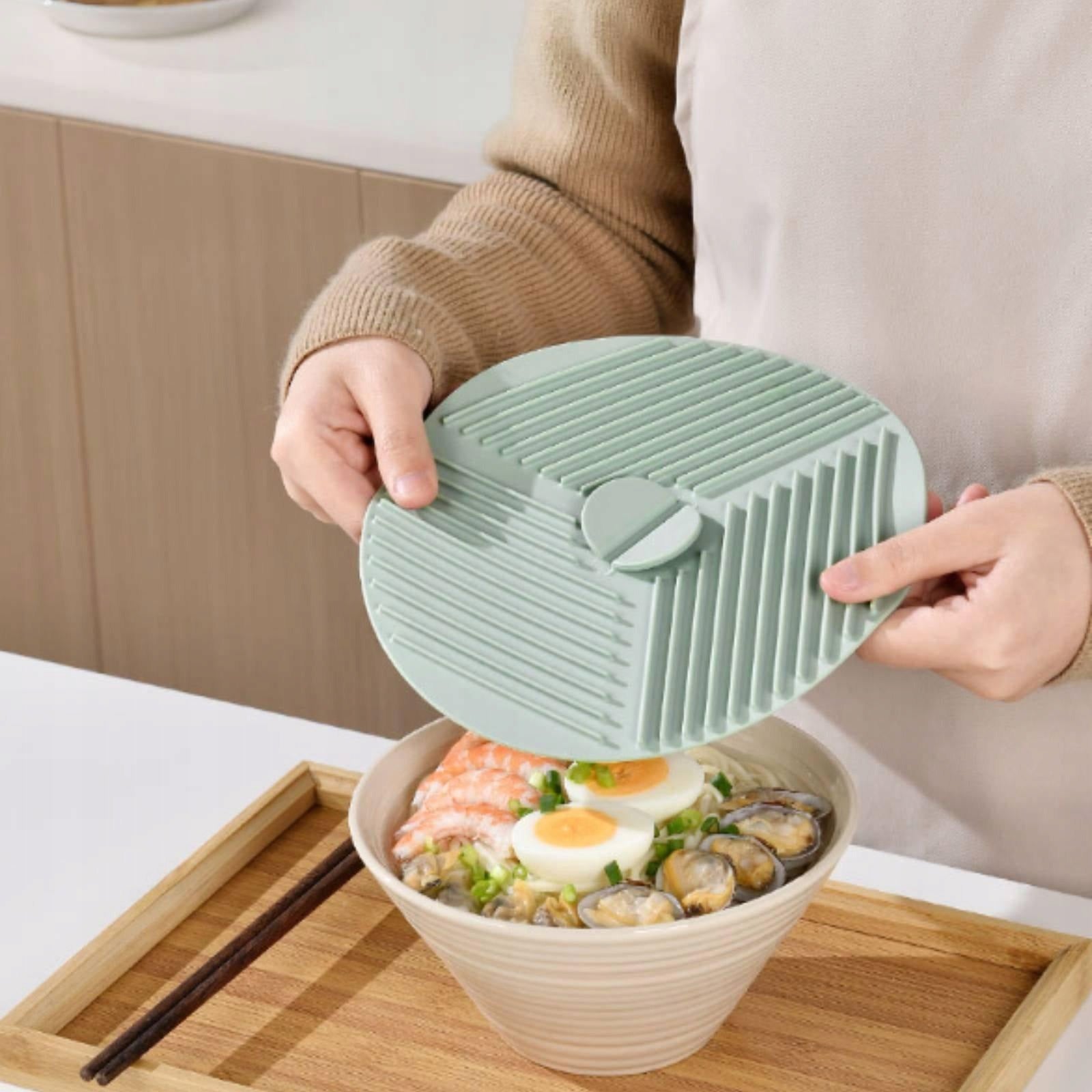 Silicone Microwave Cover Pad Heat Resistant Mat Reusable Bowl Lid Green M Packaging status original