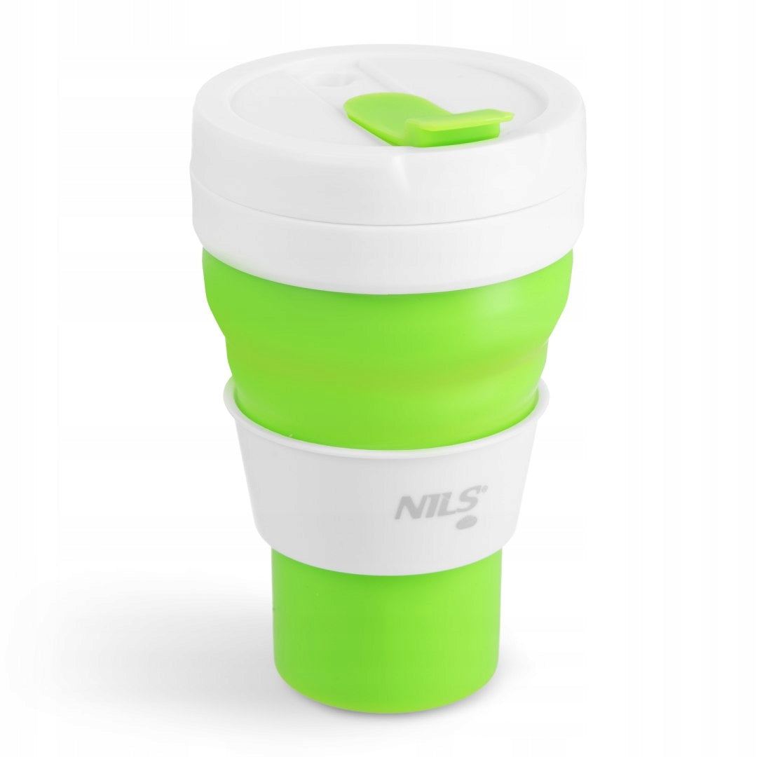 Silicone Mug Folding Tourist Travel Green With Lid 600 ml