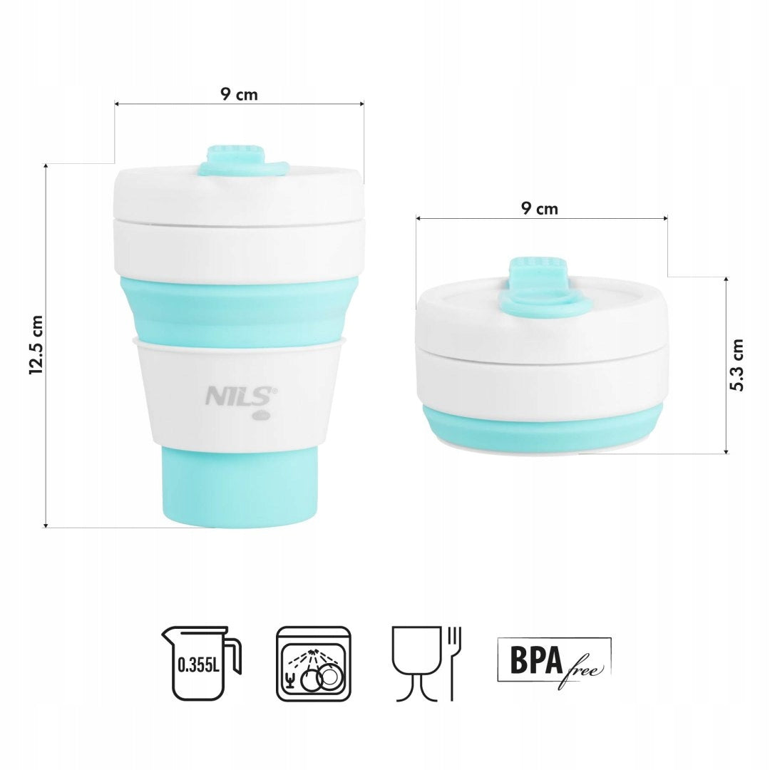 Silicone Mug Folding Tourist Travel Mint With Lid 355 ml Manufacturer code 15-02-117