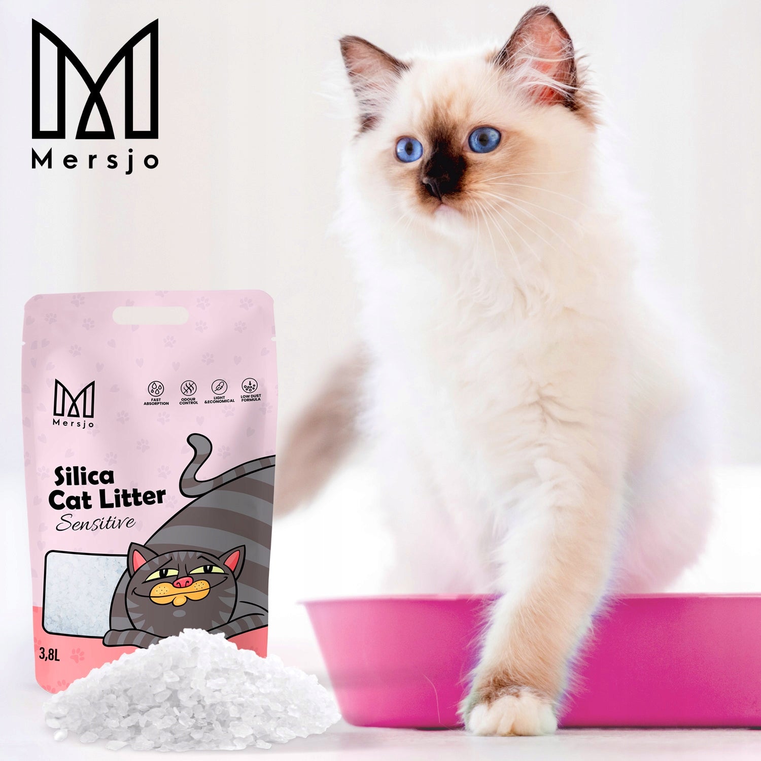 Silicone cat litter Mersjo Sensitive 5x3,8L Volume 3.8 l