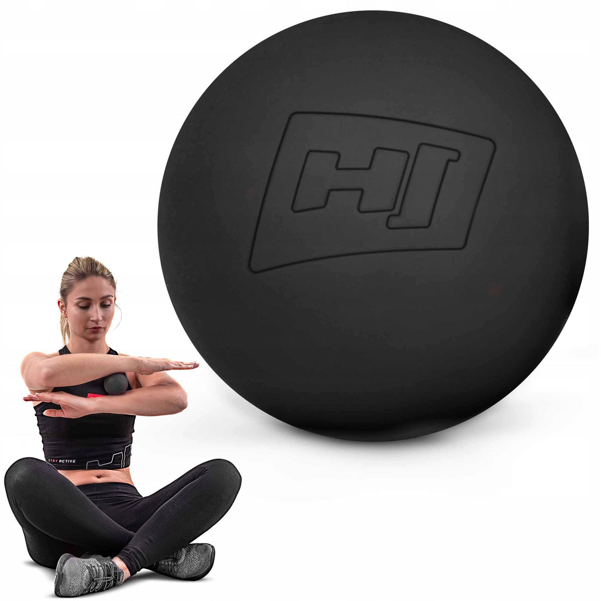 Silicone lacross massage ball for rolling single black