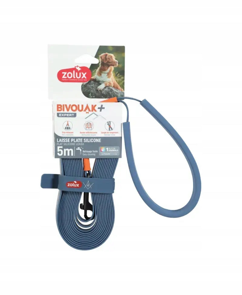 Silicone leash BIVOUAK blue 5m