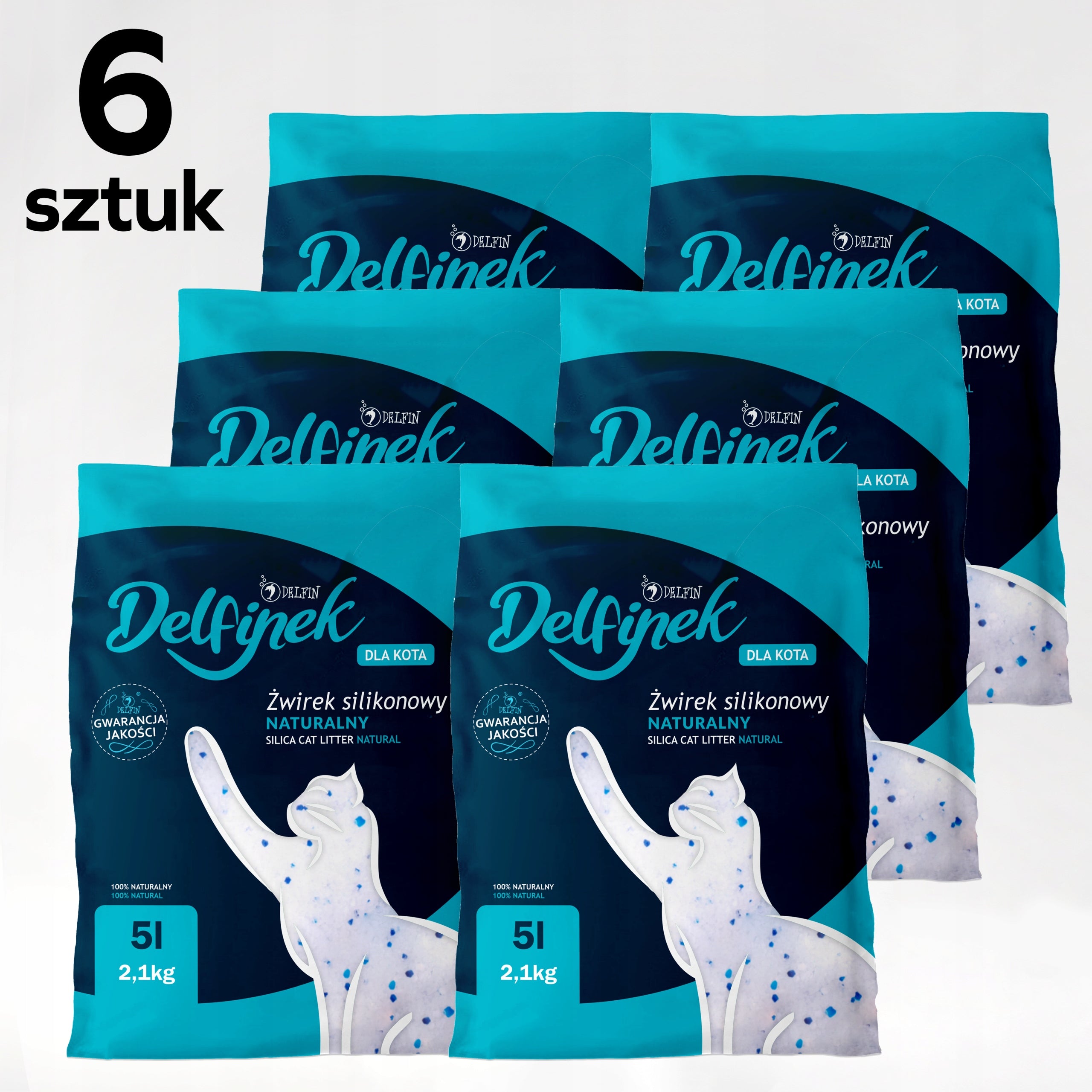 Silicone litter "Delfinek" natural and dust-free for cats 6x5L