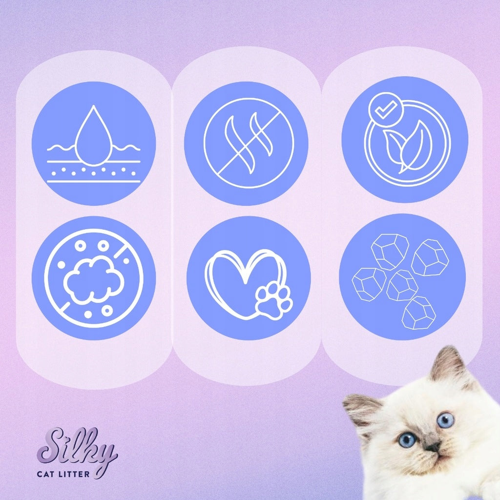 Silicone litter for cats dust-free SILKY Lavender 3,8l EAN (GTIN) 5907222223772