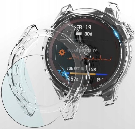 Silicone protective case for GARMIN Fenix 7 PRO SOLAR + Glass Color black