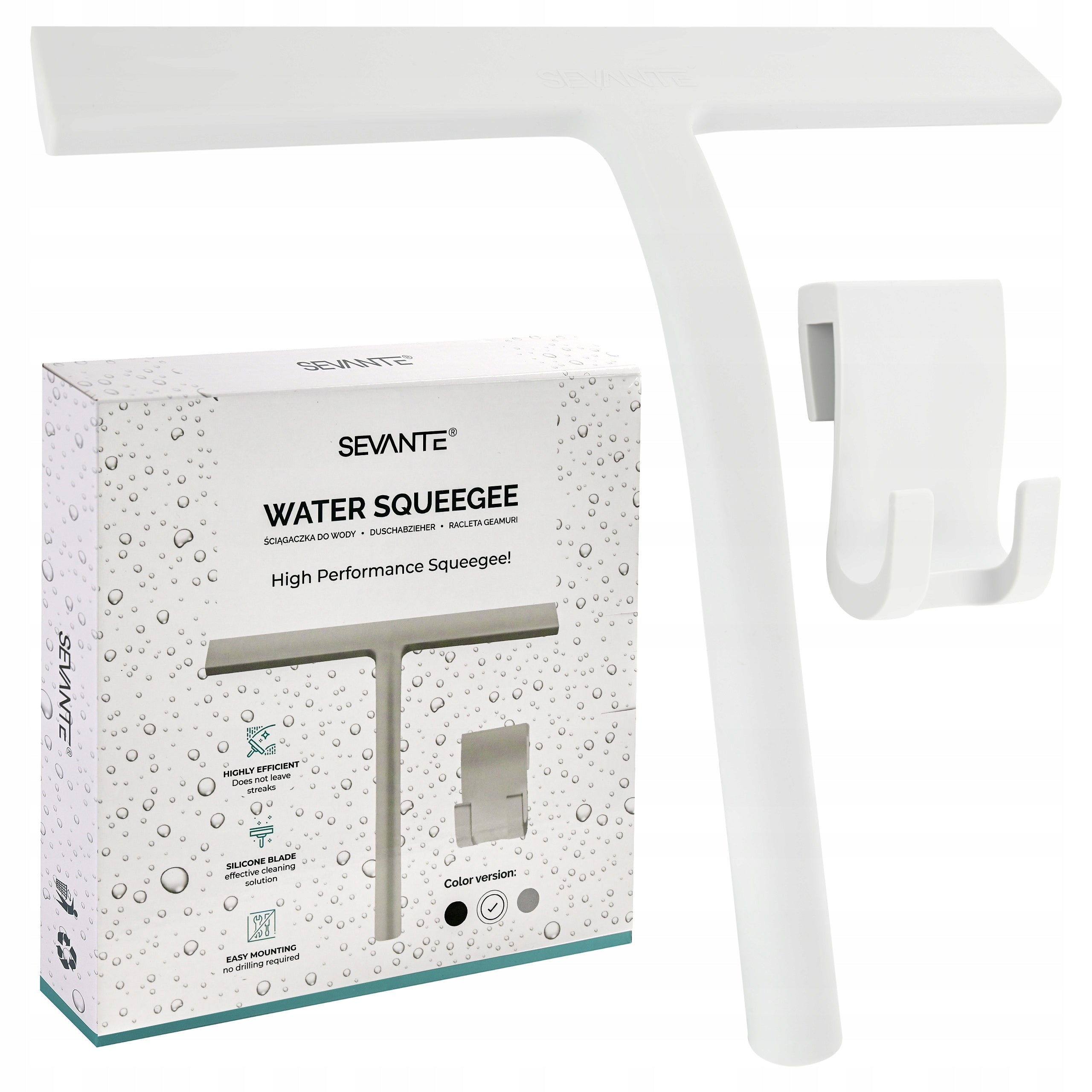 Silicone squeegee for car window water SEVANTE white 23 cm Packaging status original