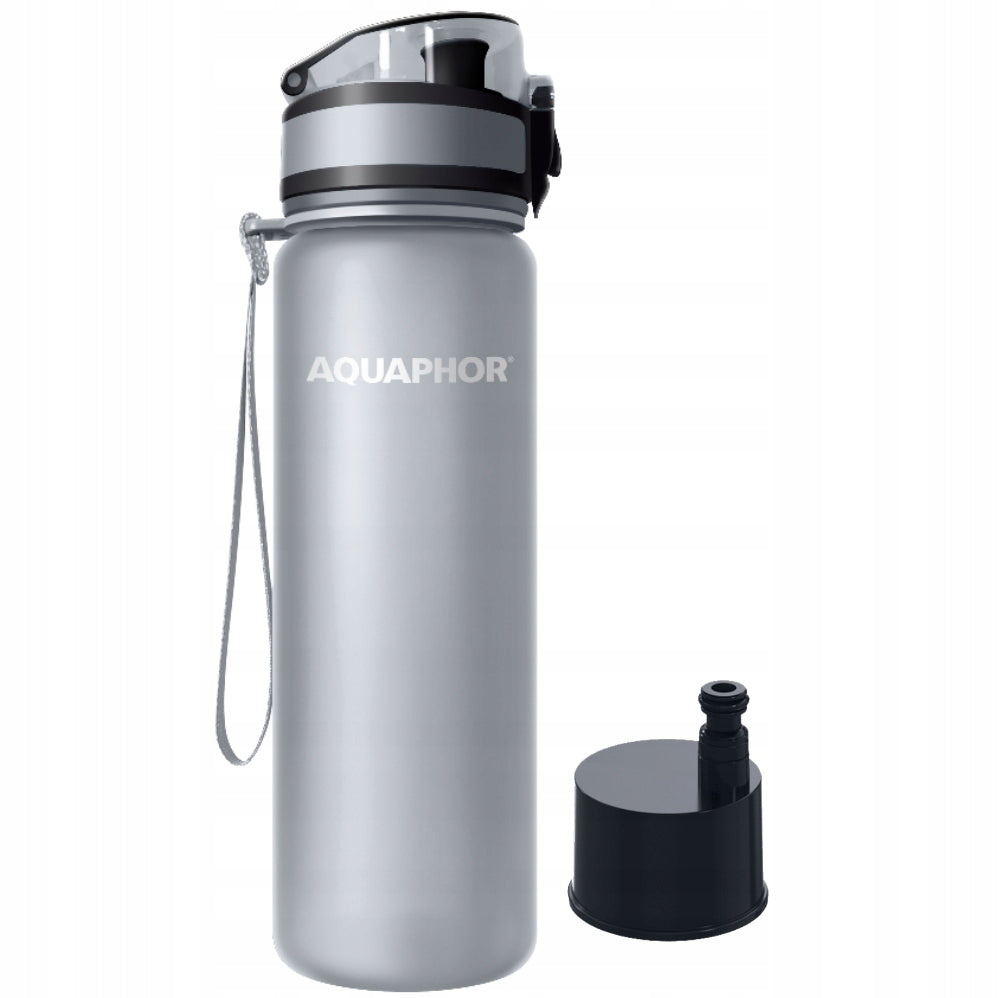 Silicone toothbrush set + Filter bottle AQUAPHOR CITY 0,5 L grey Packaging status original