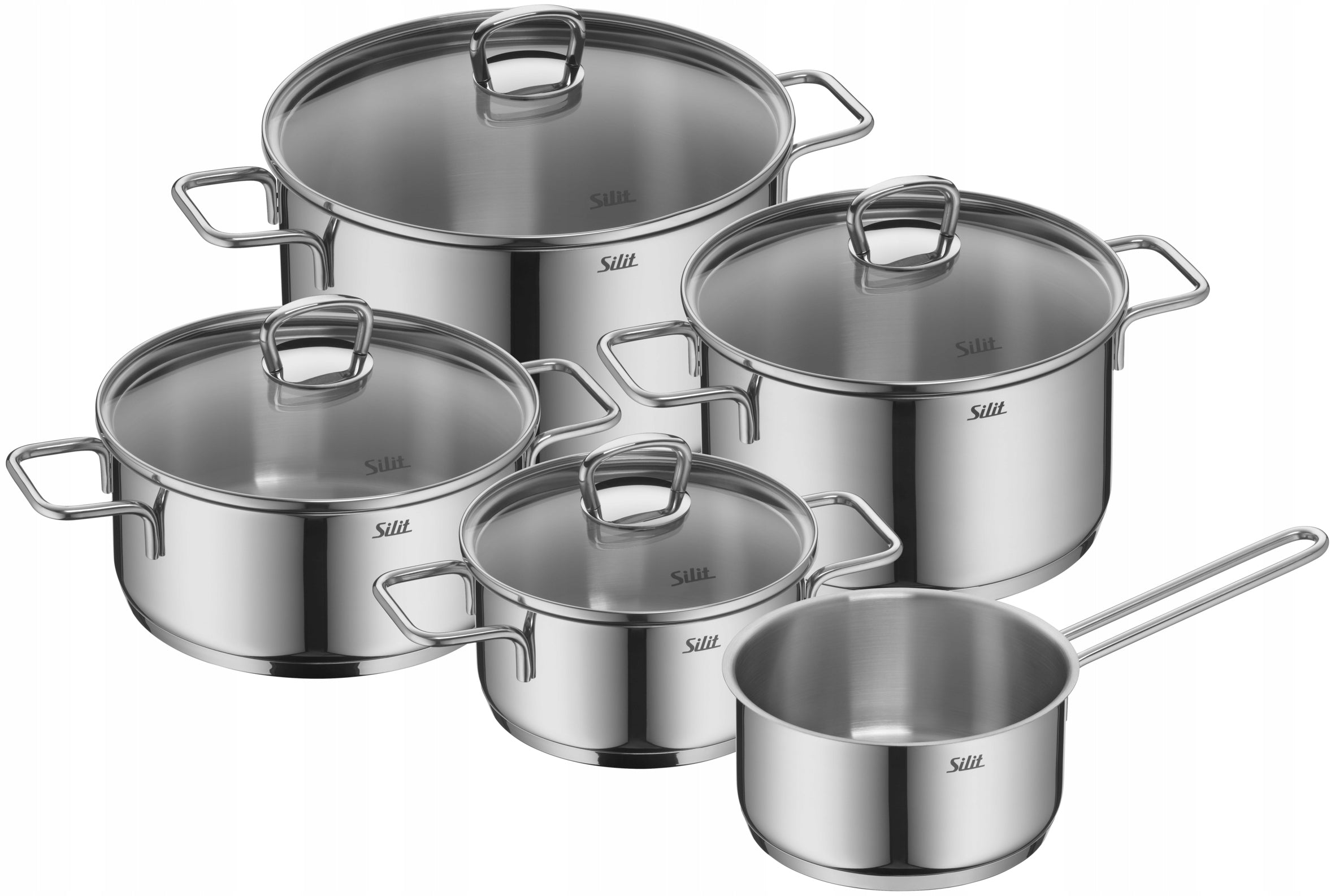 Silit set of steel pots with lids Alicante 9el induction gas