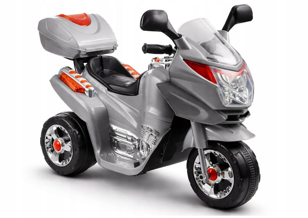 Silver 6V 4,5Ah battery chaser with 19 cm wheels and rubber bands
