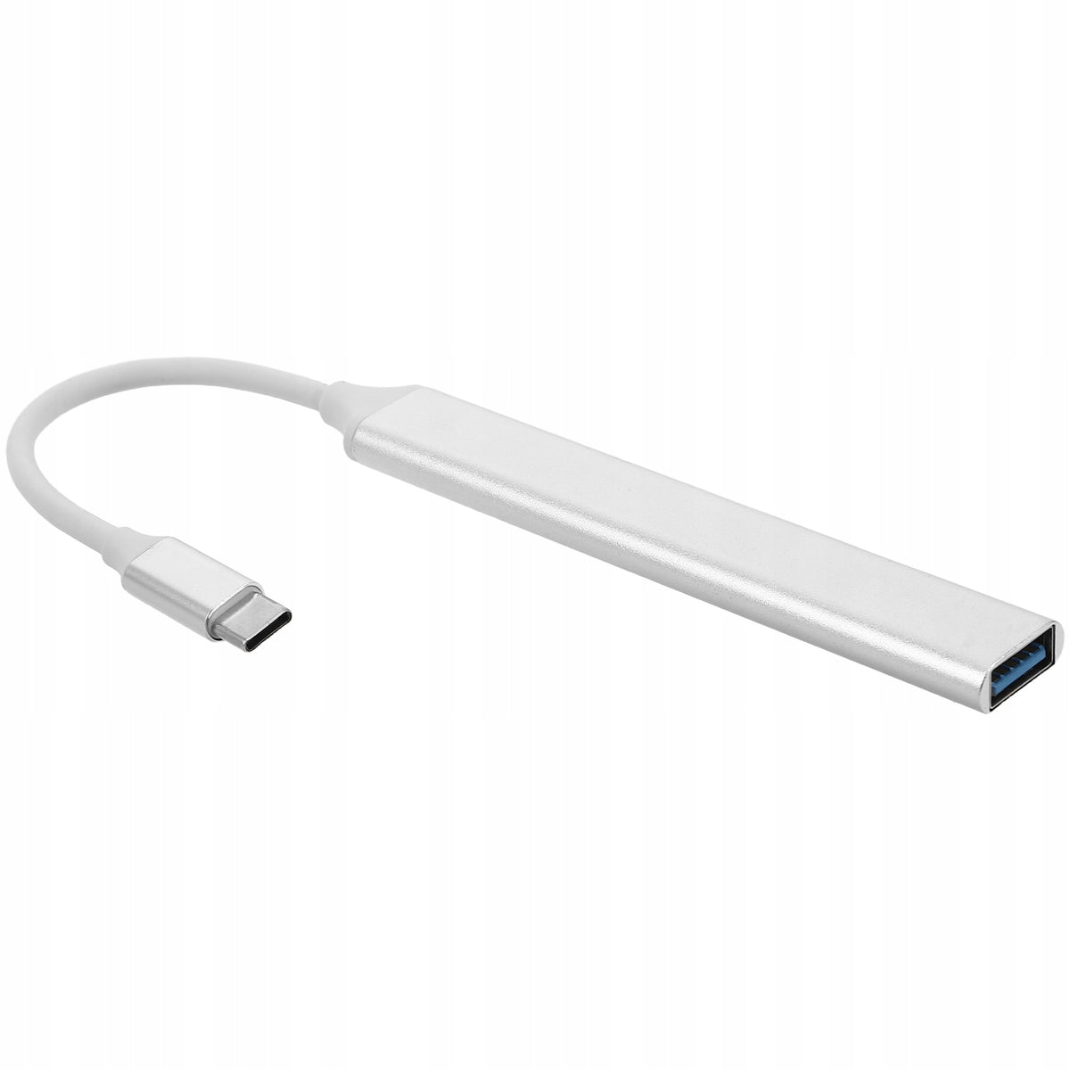 Silver Aluminum USB C Hub Adapter for Laptop with Multi-Port Expansion