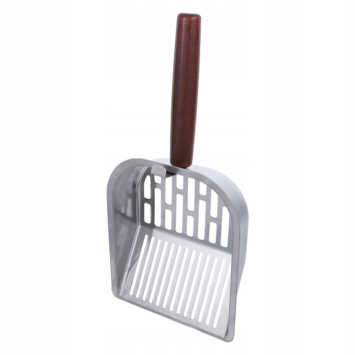 Silver Metal Cat Litter Box Scooper with Nonstick Surface
