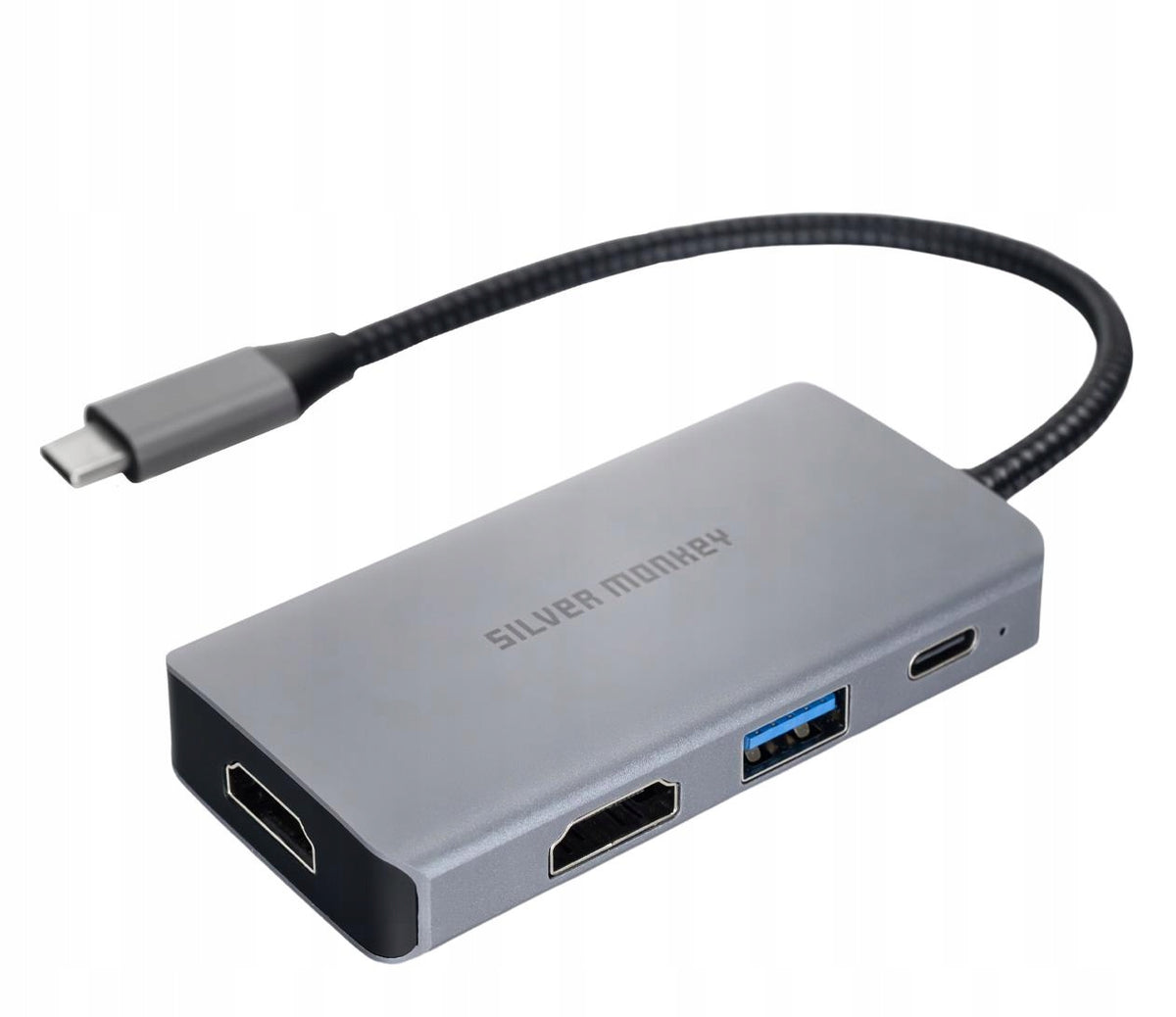 Silver Monkey USB-C Adapter - 2x HDMI 4K60Hz USB-A PD 100W
