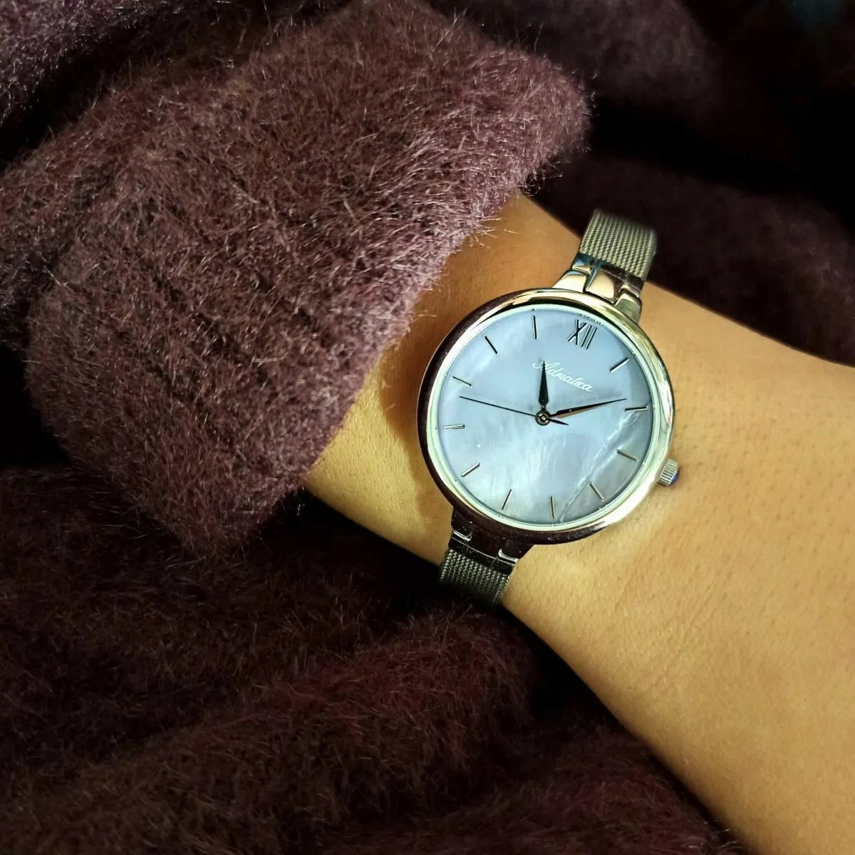 Silver Swiss Women's Watch Adriatica with Pearl Blue Dial Brand Adriatica