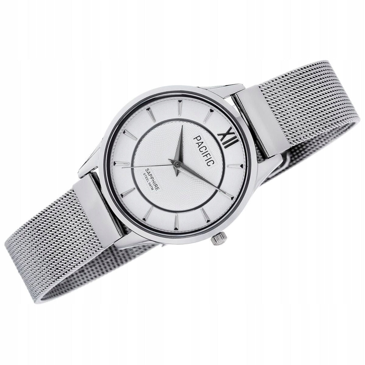 Silver women's watch with mesh bracelet PACIFIC Brand Perfect