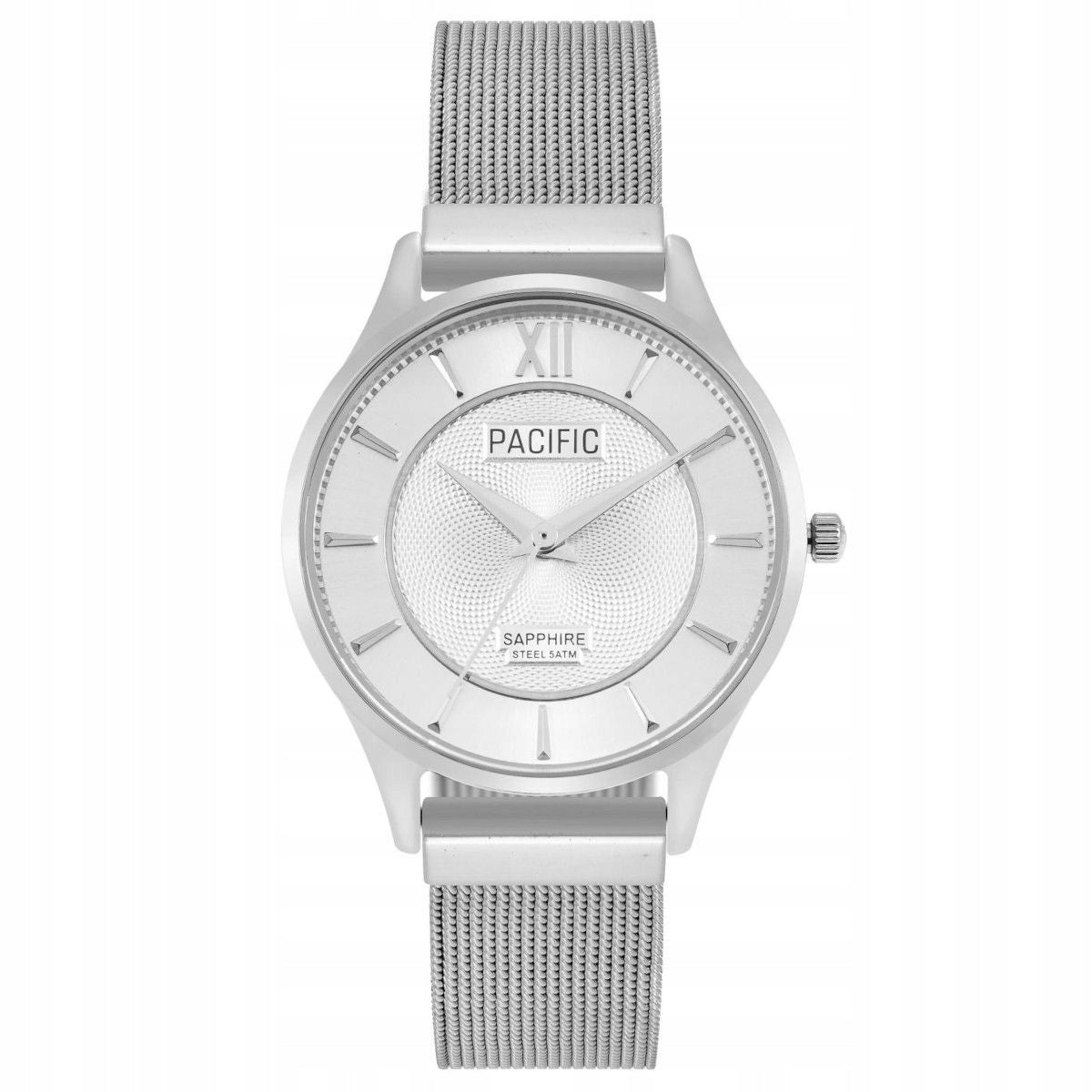 Silver women's watch with mesh bracelet PACIFIC