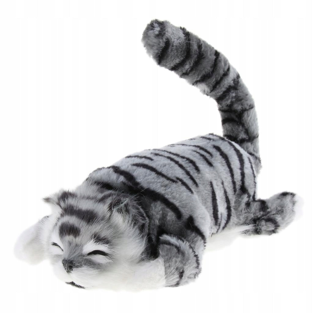 Simulated Cat Pet Plush Animal Toy Action Grey