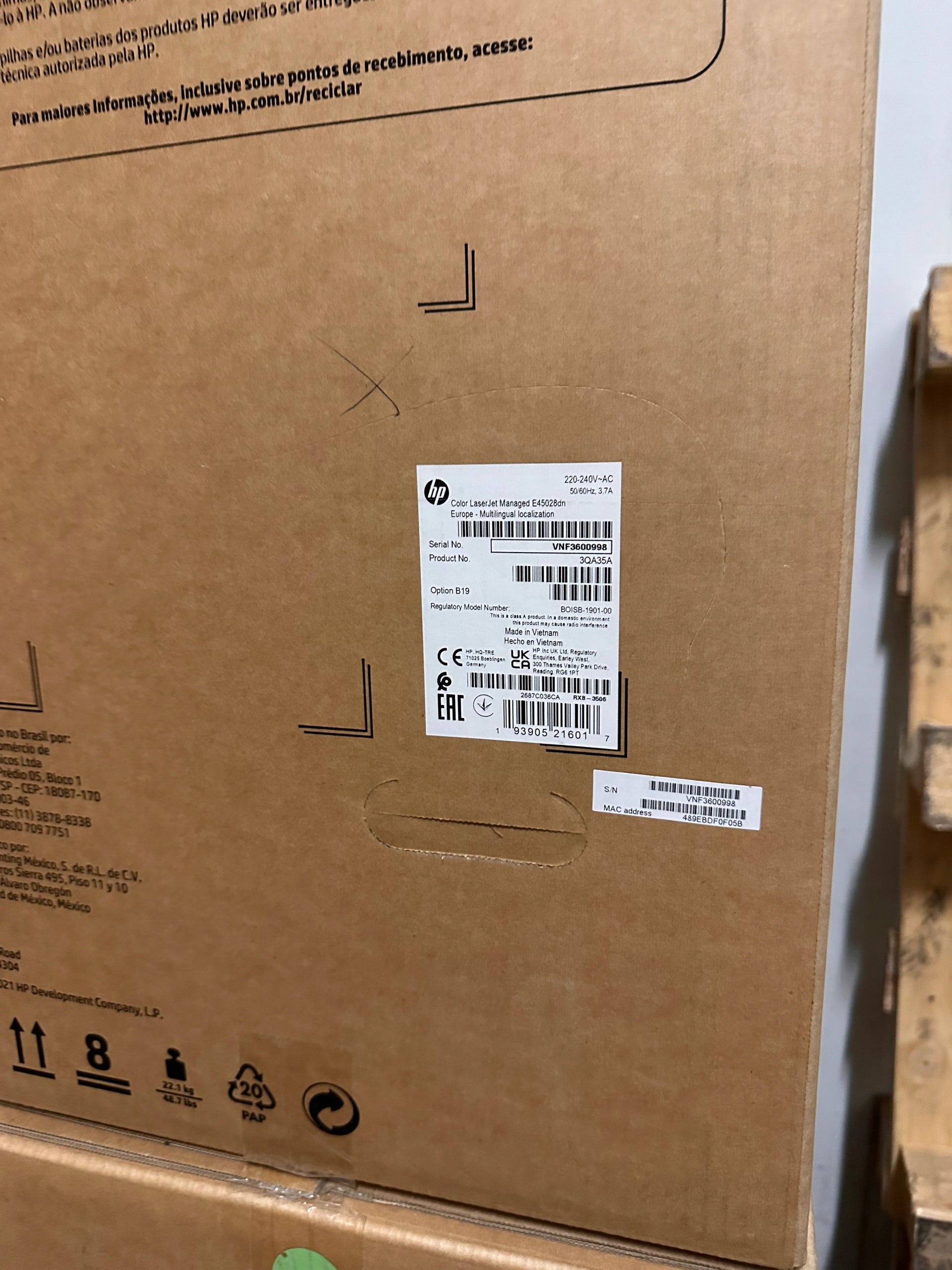 Single Function Laser Printer (Color) HP E45028DN - NEW Packaging status original