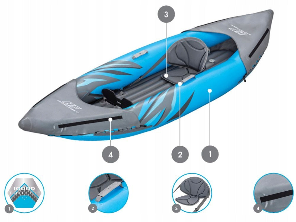 Single Kayak 1 Person Surge Elite Bestway Pump + Paddle + Bag Manufacturer code 65143