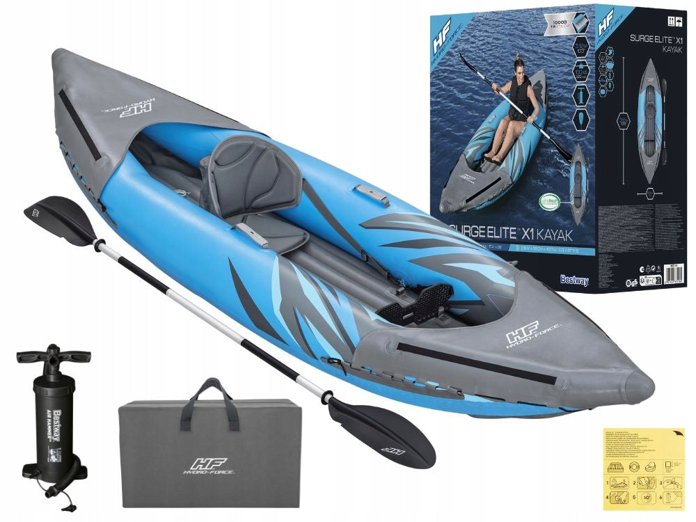 Single Kayak 1 Person Surge Elite Bestway Pump + Paddle + Bag
