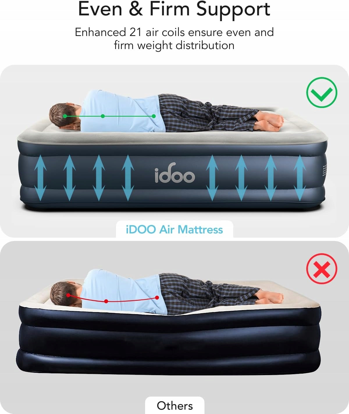 Single mattress Idoo 190 x 99 x 44 cm grey Brand Idoo