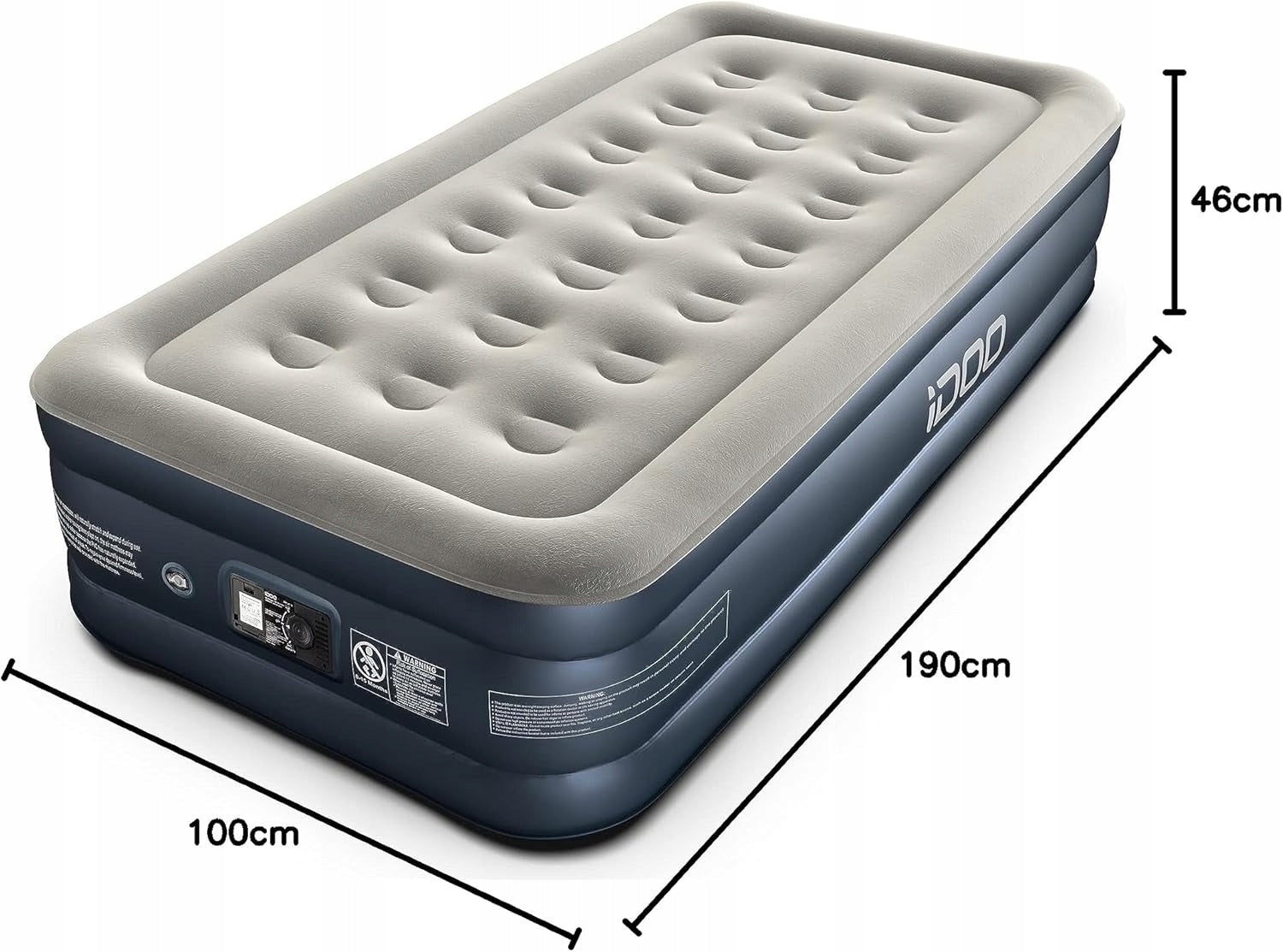 Single mattress Idoo 190 x 99 x 44 cm grey Manufacturer code Materac jednoosobowy z pokrowcem