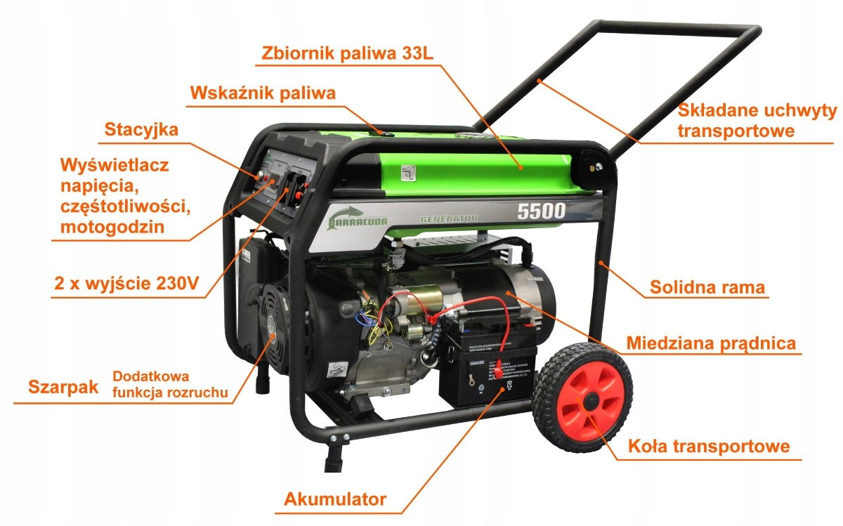 Single-phase generator set NA GAZ 5500 W 5,5kW 7kVA 230V LPG Manufacturer code 5500 1F LPG