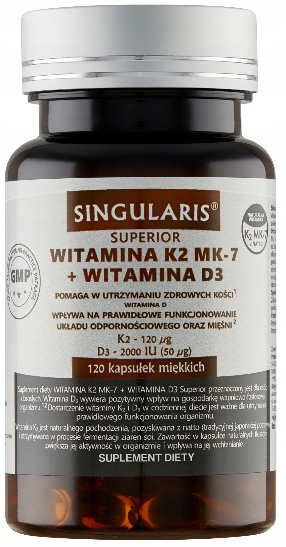Singularis Vitamin K2 MK-7 + D3 2000IU 120 kaps Healthy Bones and Immunity Manufacturer code 5903263262435