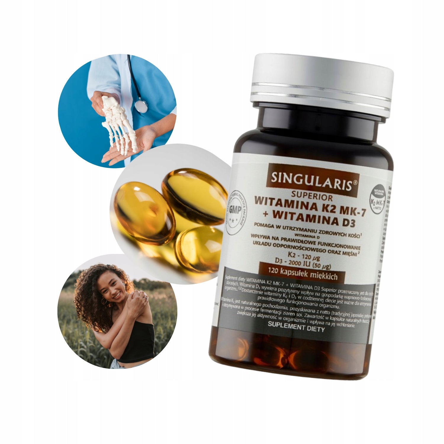 Singularis Vitamin K2 MK-7 + D3 2000IU 120 kaps Healthy Bones and Immunity