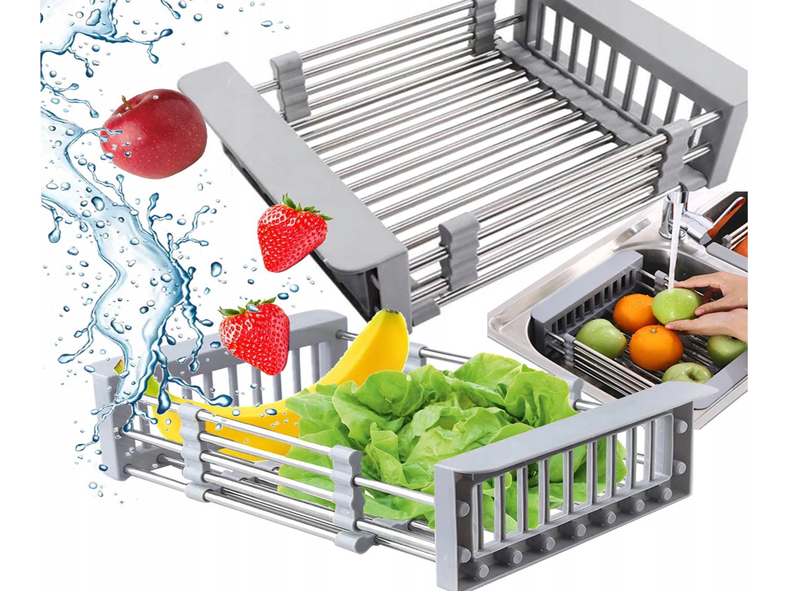 Sink Drainer Extendable Vegetable Dish Organizer Dryer Basket