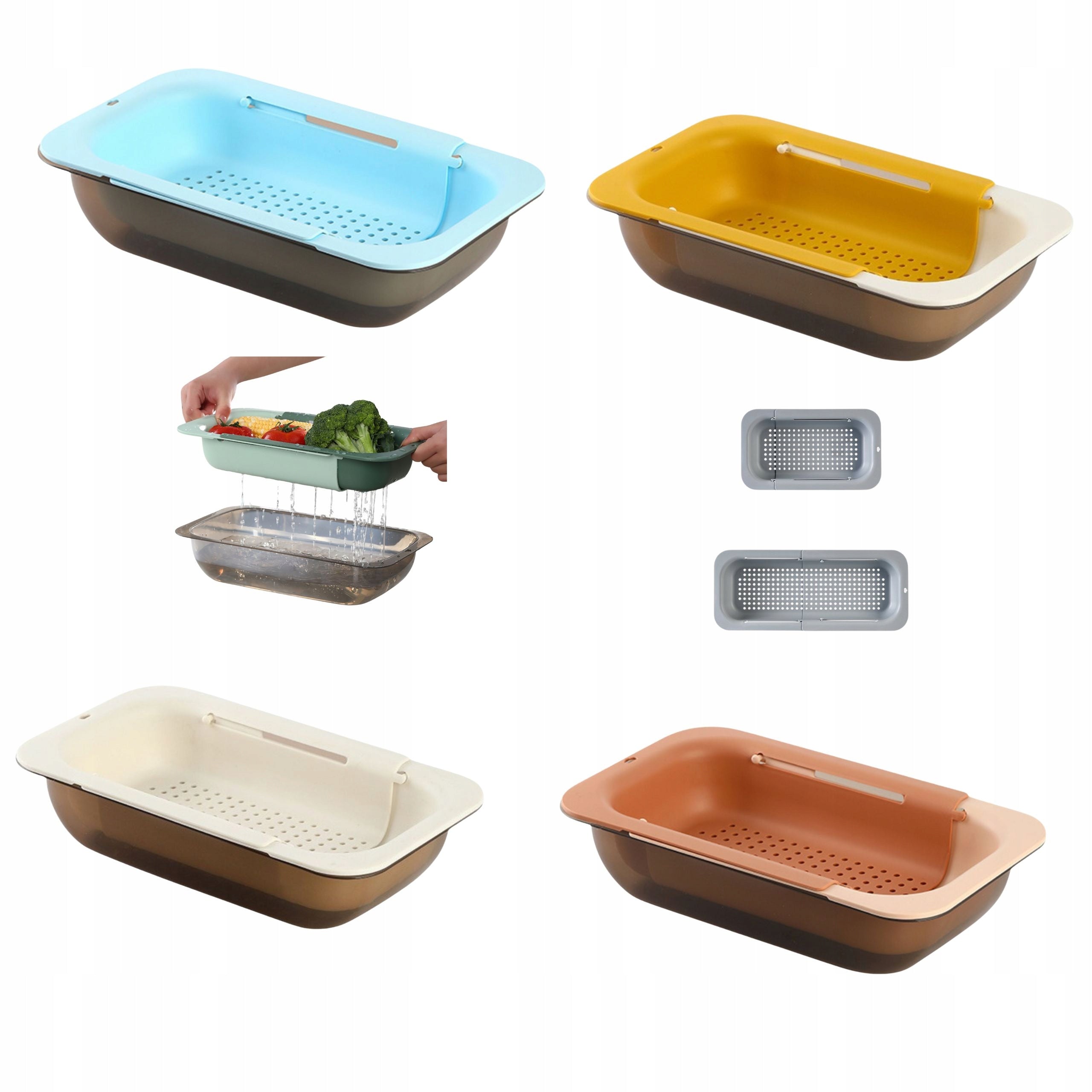 Sink Drainer Set Adjustable Kitchen Dryer for Vegetables 4pcs Packaging status original
