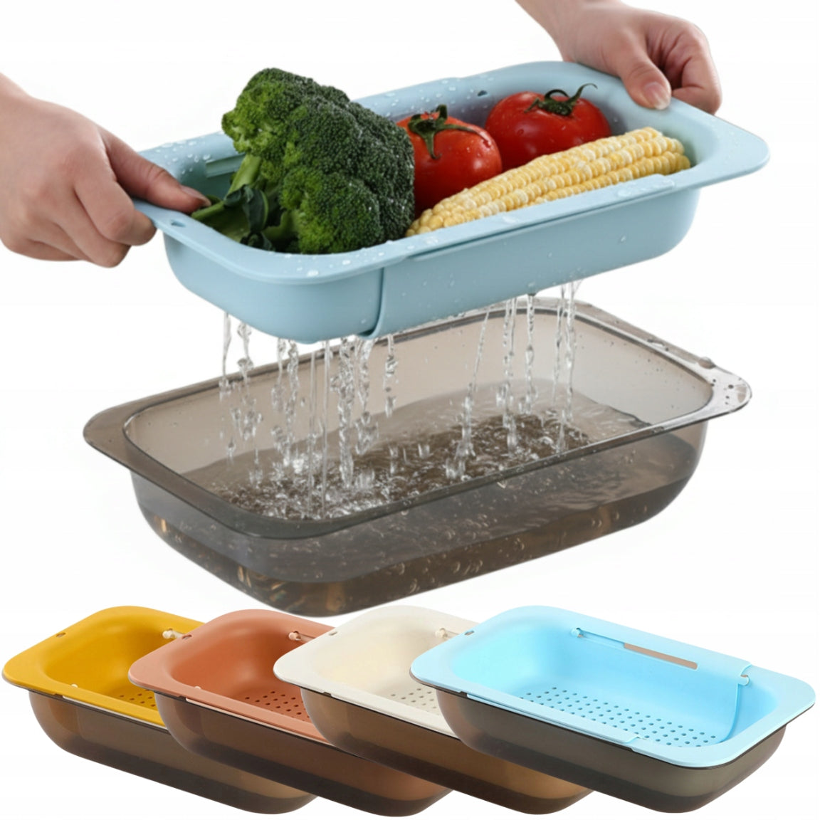 Sink Drainer Set Adjustable Kitchen Dryer for Vegetables 4pcs