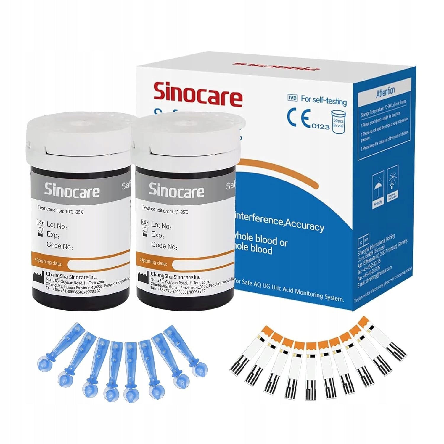 Sinocare AQ UG uric acid and lancet test strips 50 pcs