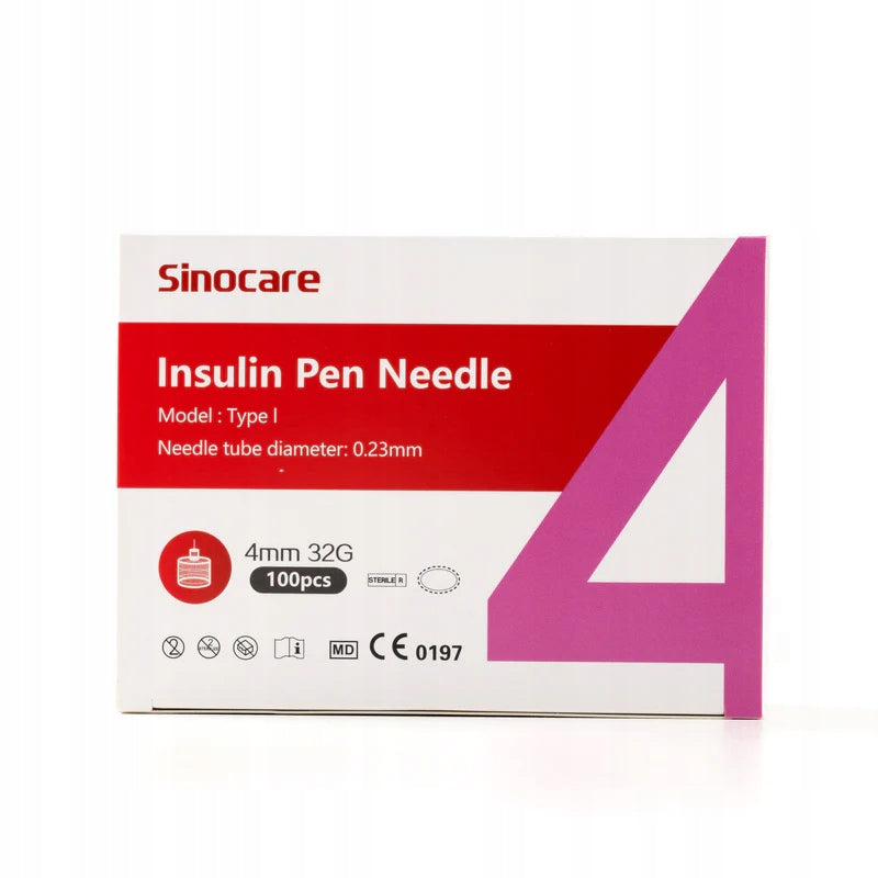 Sinocare Igła do penów insulinowych 32G Low Pain 0,23 x 4 mm 100 sztuk