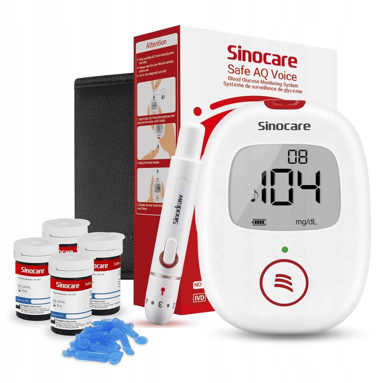 Sinocare Safe AQ Voice glucose meter – accurate glucose measurement +FREEBIE