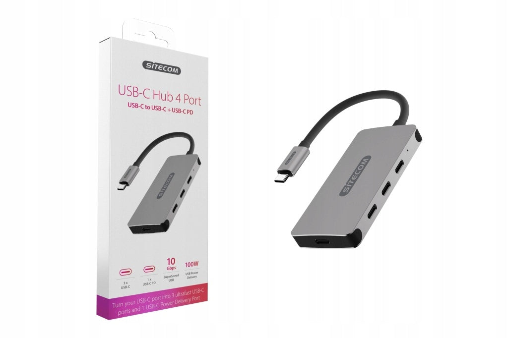 Sitecom CN-386 USB-C Hub 4-Port 10 Gb/s PD 100 W Aluminum Compact