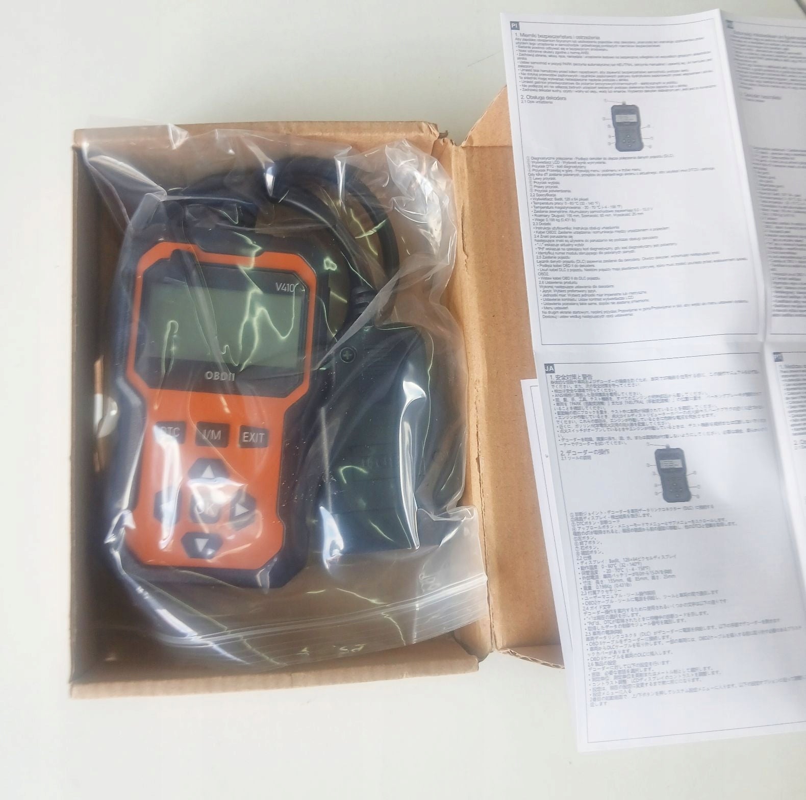 Skaner diagnostyczny OBD2/CAN czytnik kodów usterek silnika menu instr. pl. Manufacturer code ODB2