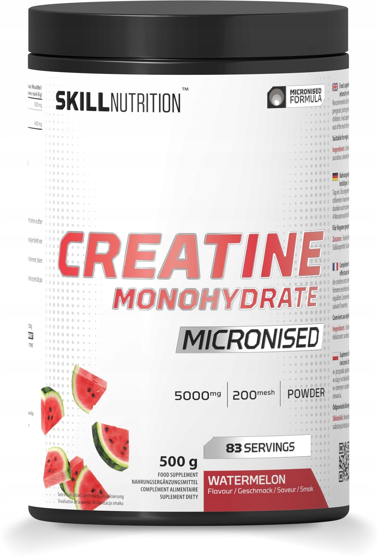 Skill - Creatine, Micronized Monohydrate, Watermelon, Powder, 500g