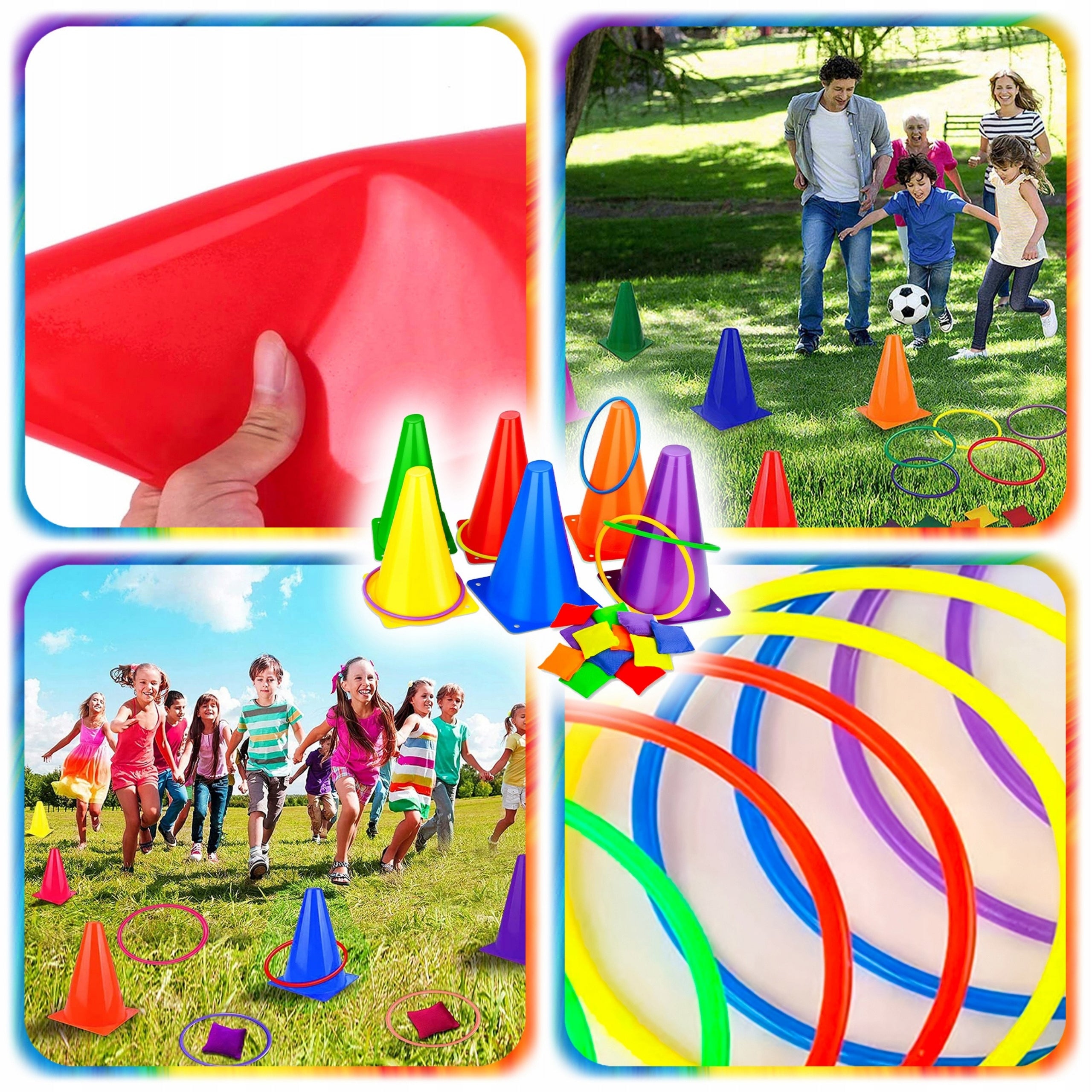 Skill Game Throw to Target 3in1 Cones + Pouches + Hoops for Kids Kid's age 6＋ years