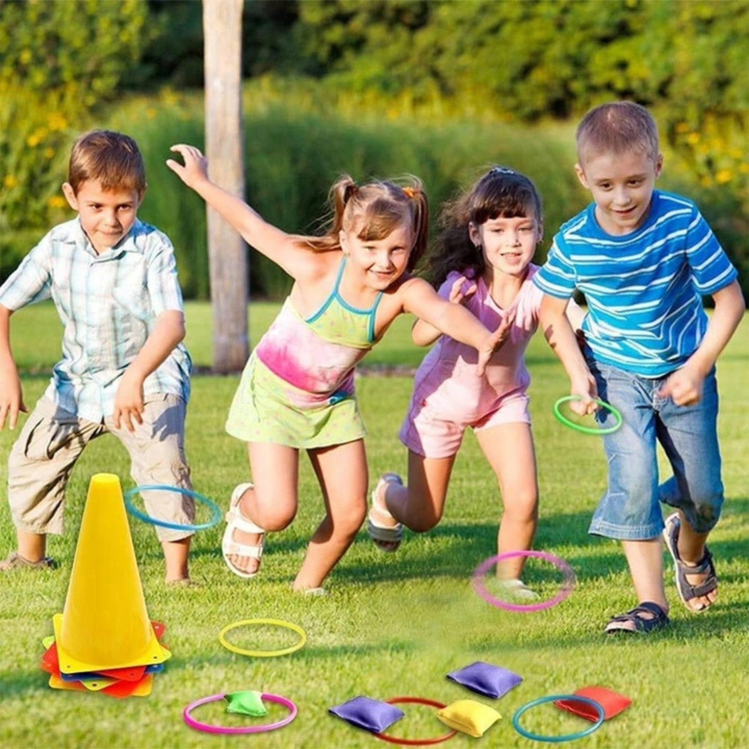 Skill Game Throw to Target 3in1 Cones + Pouches + Hoops for Kids Kind Ringo