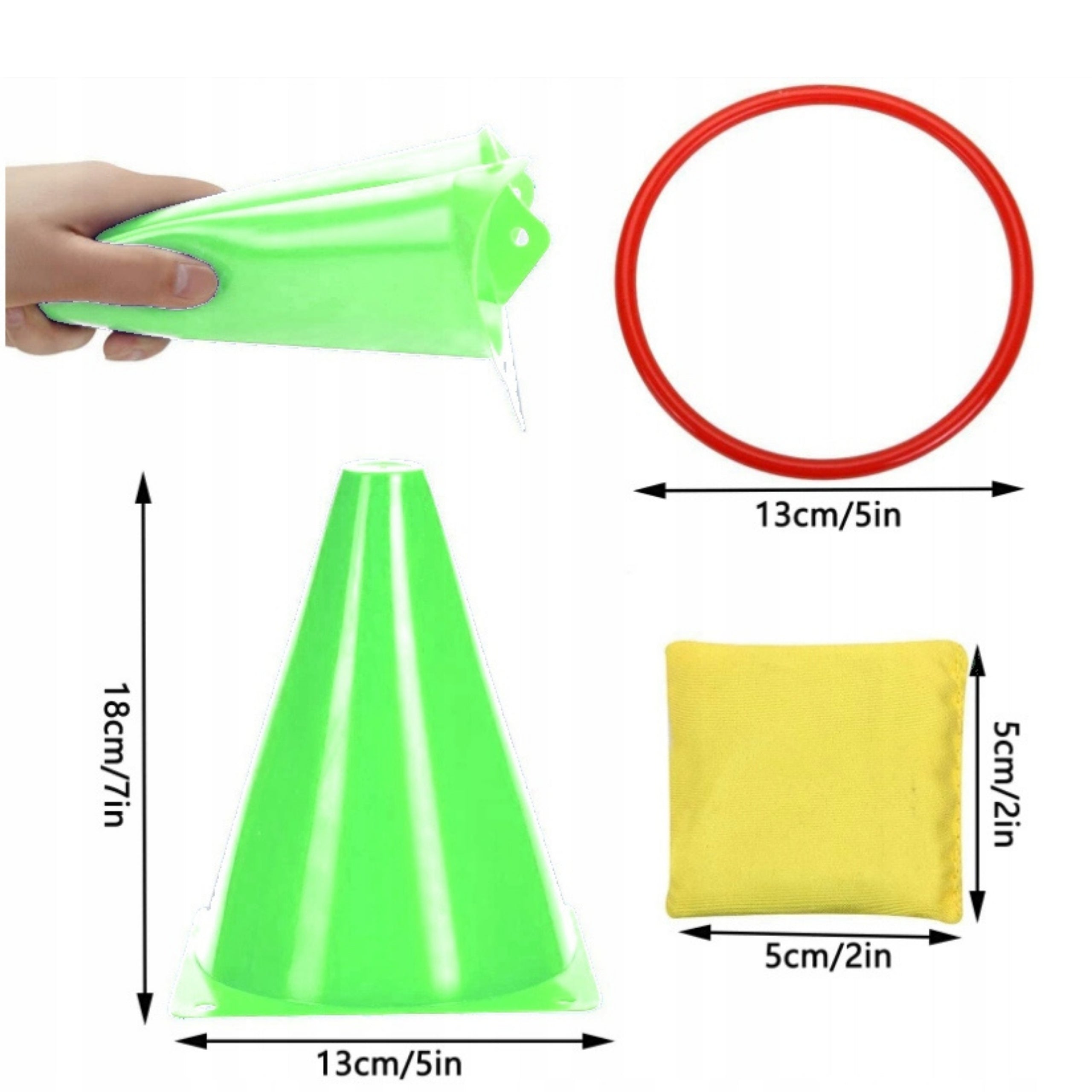 Skill Game Throw to Target 3in1 Cones + Pouches + Hoops for Kids Manufacturer code GRA ZRĘCZNOŚCIOWA RUCHOWA