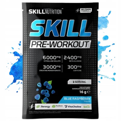 Skill Nutrition Pre-workout Blue Raspberry 16 g Sample Citrulline Caffeine