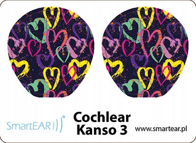 Skins for Cochlear Kanso 3 processor - hearts