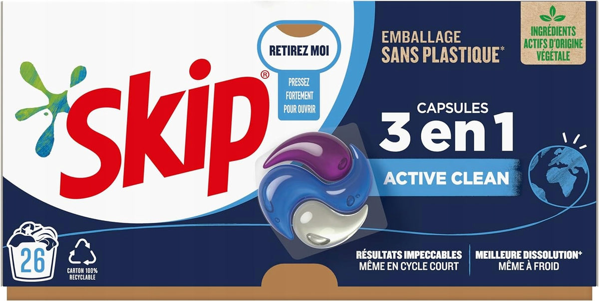 Skip Active Clean 3in1 Washing Capsules 26 Pack