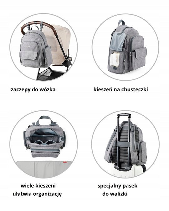 Skip Hop Stroller Bag - Backpack for Mom and Dad Luna Heather Gre Brand Skip Hop
