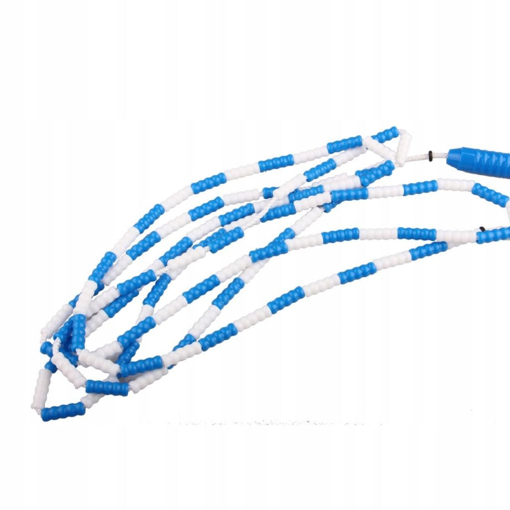 Skipping Rope Beaded Playground Rope For Kids And Adults, Blue + White Model Beaded Training Match Jump Rope Length Adjustable